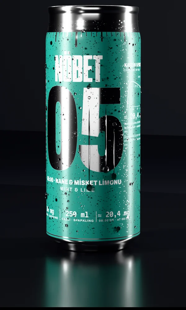 The 05:00 can: mint & lime, in teal with the hour in bare aluminium.