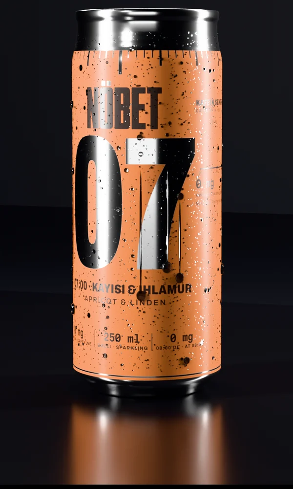The 07:00 can: apricot & linden, in apricot with the hour in bare aluminium.